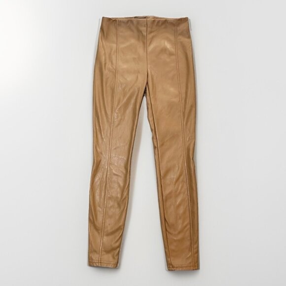 Laura Miller Pants Women’s Extra Small Faux Leather Camel Brown Skinny Pull On - Picture 1 of 9
